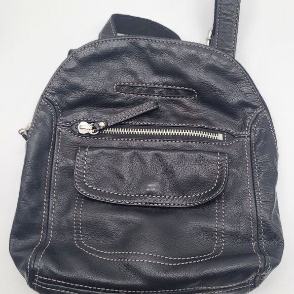 FOSSIL Long Live Vintage Black Hanover Leather Mini Backpack ZB 2862 - Picture 6 of 12